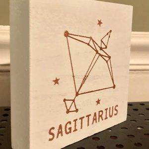 Zodiac constellation wooden block accent